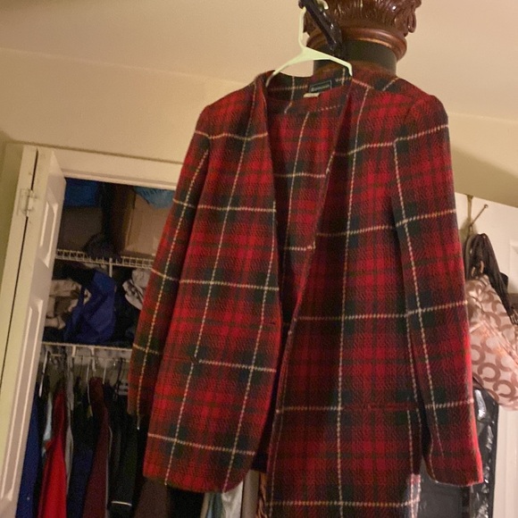 2 PCs skirt set plaid lined skirt and jacket nice - Picture 4 of 7